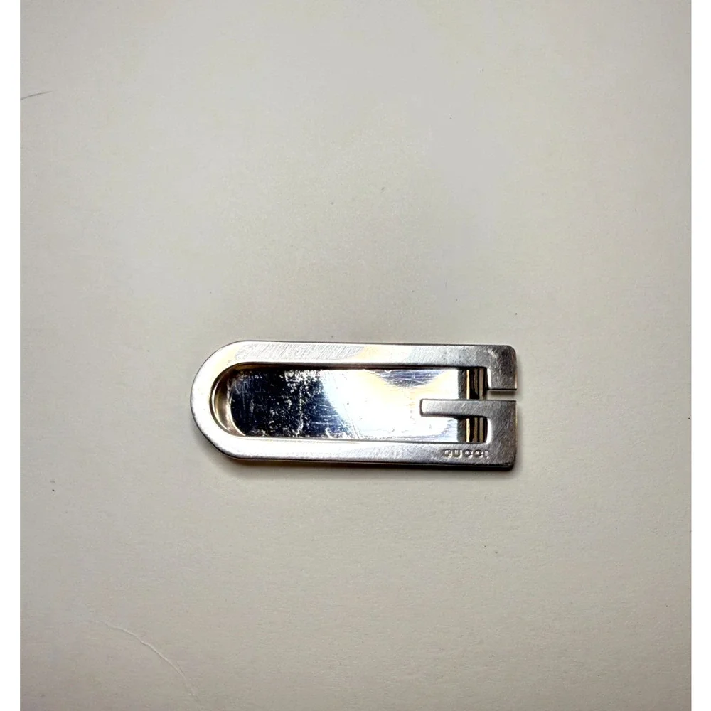 Gucci Money Bill Clip G Logo Silver Authentic Stainless Steel Excellent UC